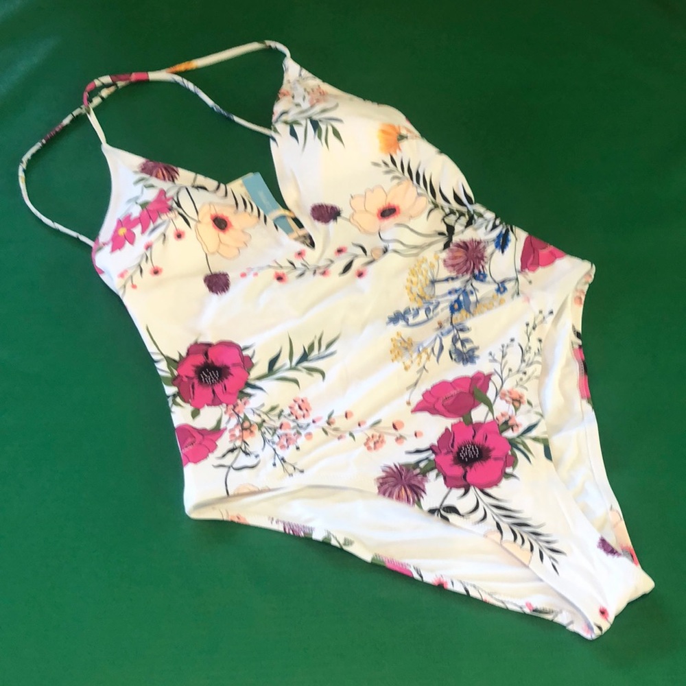 XXL multi floral pink great colors. Nwt. One piece swim.